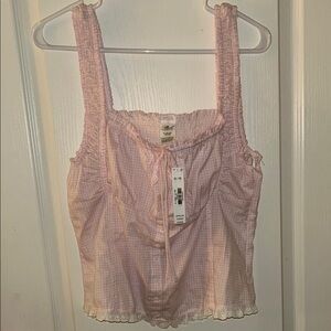 Pink Gingham Sleeveless Top